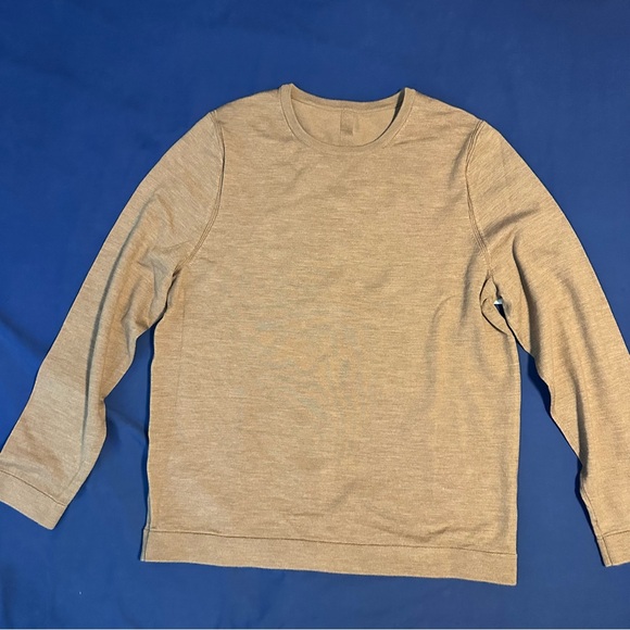 Lululemon New Venture Merino Wool Crewneck Sweater Heathered Cashew - Size Lg - Picture 3 of 8